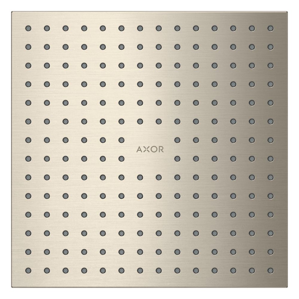 Pommeau de douche Hansgrohe AXOR ShowerSolutions, 17 l/min, 250x250 mm, 2 jets, fixation encastrée au plafond, finition Nickel brossé