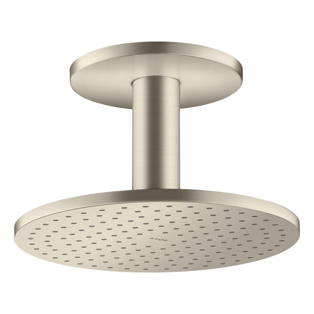 Pommeau de douche Hansgrohe AXOR ShowerSolutions 250 mm, 19 l/min, 1 jet, raccordement plafond, finition Brushed Nickel
