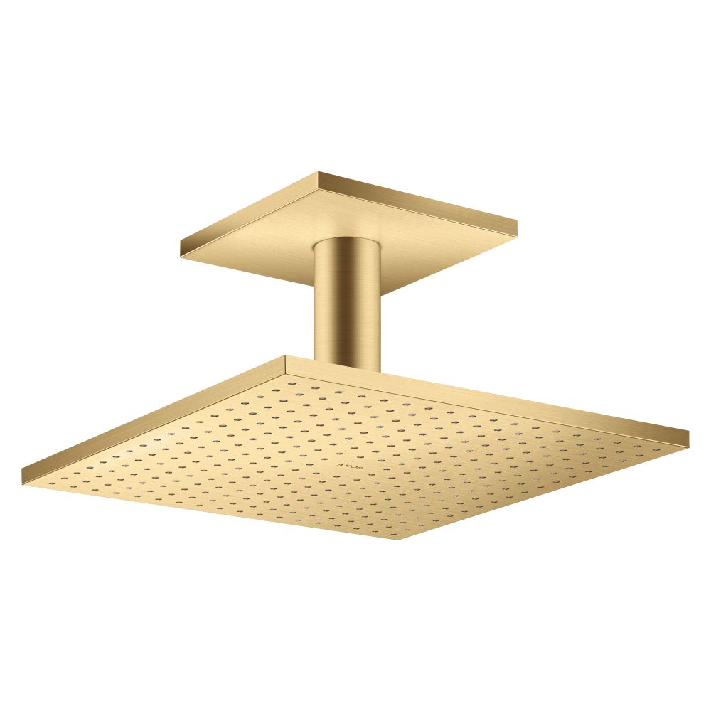 Hansgrohe AXOR ShowerSolutions pommeau de douche carré, 27 l/min, 300x300 mm, 2 jets, raccordement plafond, Brushed Gold Optic
