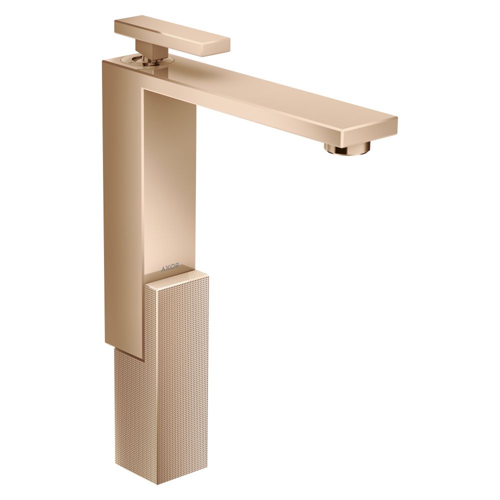 Mélangeur monocommande pour lavabo Hansgrohe AXOR Edge 280 mm, 5 l/min, pour AWT, Push-Open, taille diamant, Red Gold poli