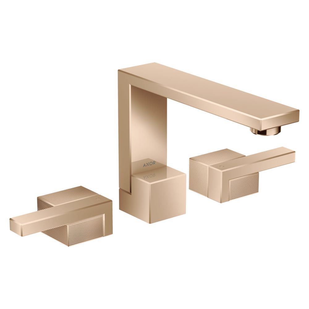 Robinetterie de lavabo Hansgrohe AXOR Edge 3 trous 130 mm, débit 5 l/min, évacuation Push-Open, finition Or rouge diamanté