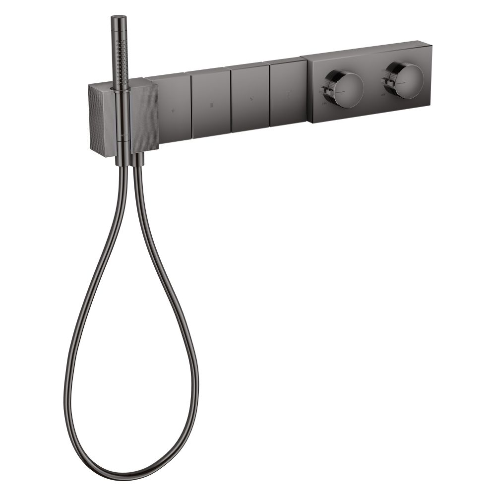 Hansgrohe AXOR Edge Module thermostatique Select 610x100mm, encastré, 39l/min, pour 4 connexions, taille diamant, Chrome noir poli