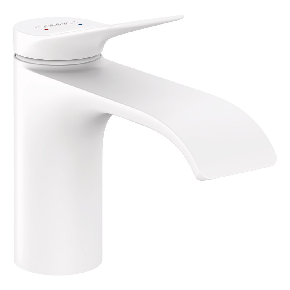 Mélangeur monocommande Vivenis Hansgrohe pour lavabo 80 mm, 5 l/min, évacuation par tige de traction, Blanc mat