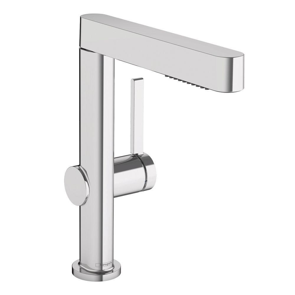 Mitigeur monocommande Hansgrohe Finoris pour lavabo, 230 mm, 5 l/min, douchette escamotable, 2 jets, évacuation Push-Open, chromé