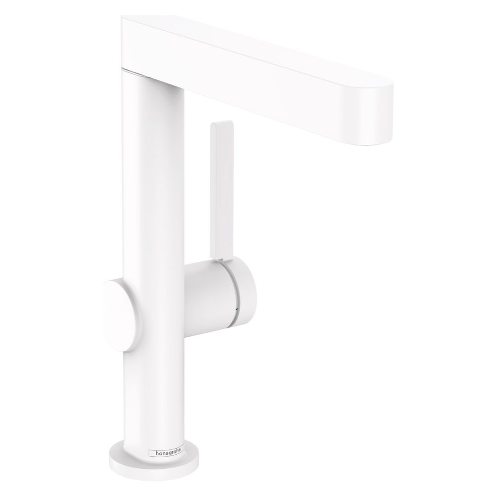 Mitigeur monocommande Hansgrohe Finoris pour lavabo 230mm 5l/min bec pivotant avec garniture Push-Open, blanc mat