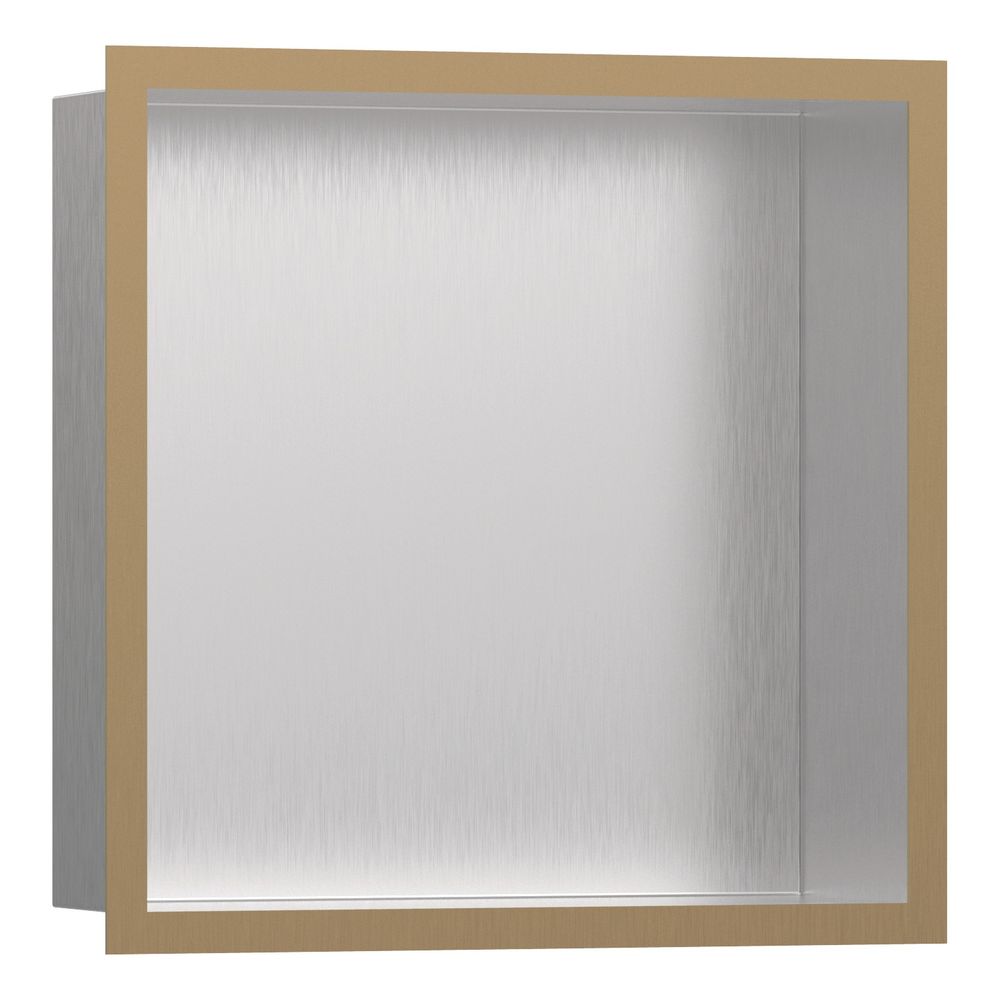Hansgrohe XtraStoris Niche murale individuelle en acier inoxydable brossé avec cadre design 300x300x100 mm, Bronze brossé