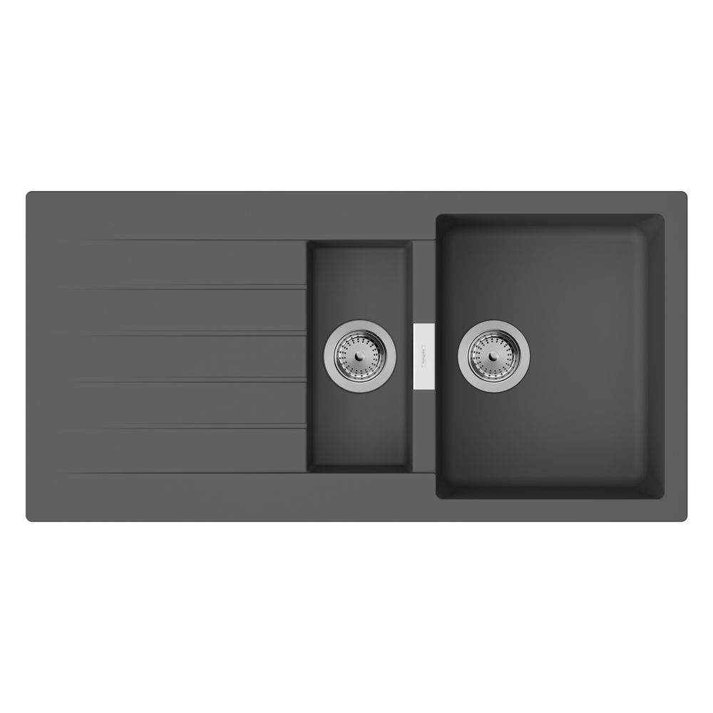 Évier encastrable Hansgrohe S52 S520-F530 345x160mm, plan égouttoir, gris pierre