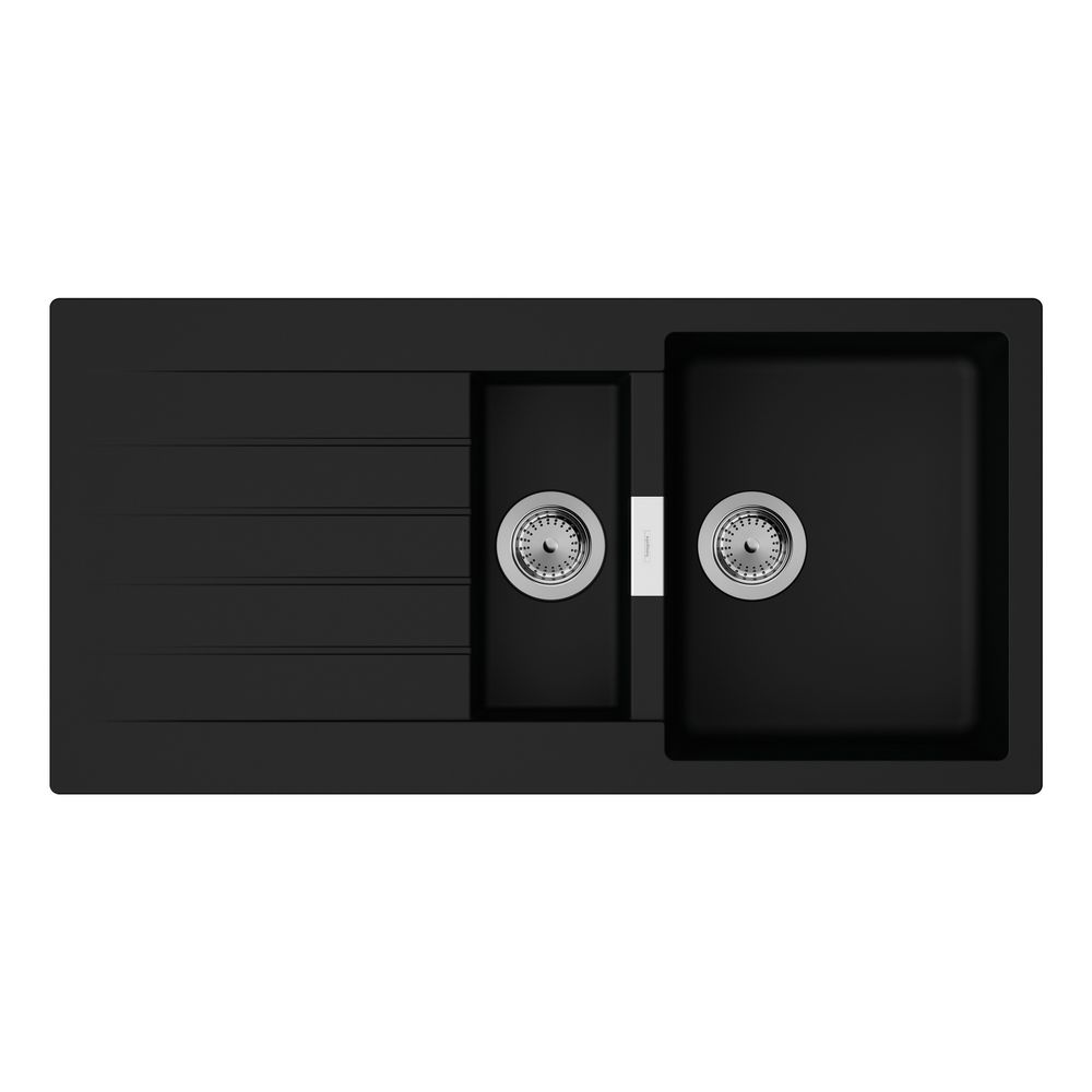 Évier encastrable Hansgrohe Série S52 S520-F530 345x160 mm, égouttoir, noir graphite
