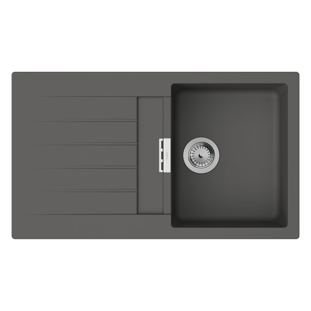 Évier encastrable Hansgrohe S52 S520-F345 345, plan égouttoir, gris pierre