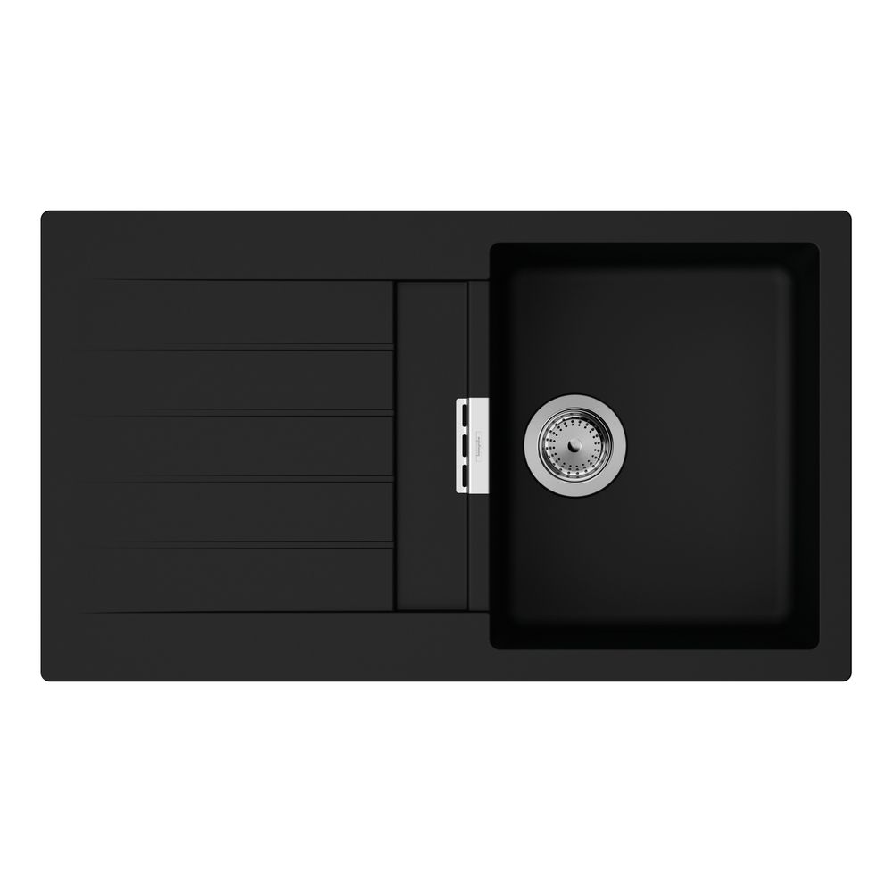 Évier à encastrer Hansgrohe Série S52 S520-F345, plan d'égouttage, Noir Graphite