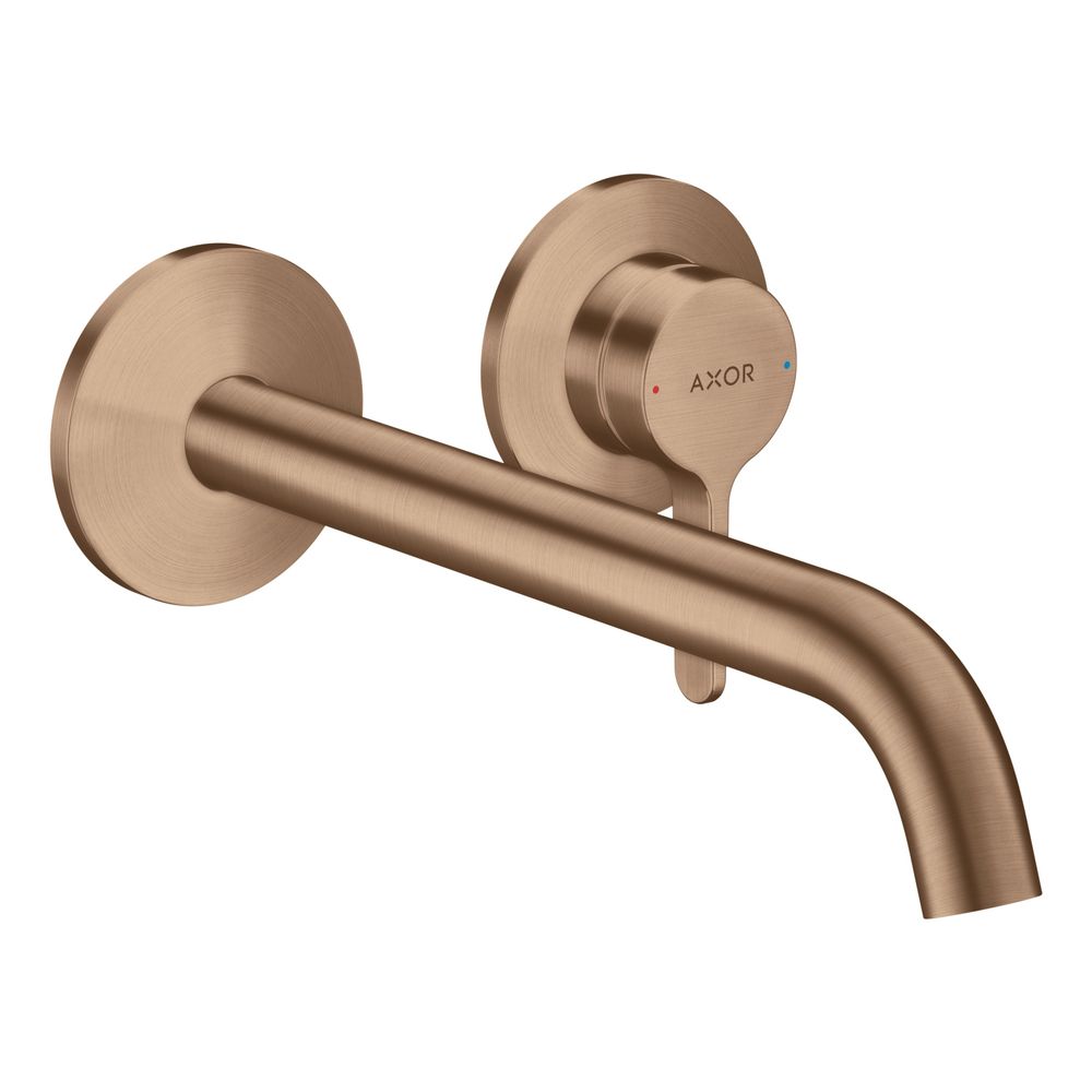 Mitigeur monocommande Hansgrohe AXOR One pour montage encastré, 5 l/min, pour montage mural, poignée à levier, bec 220 mm, Rouge Or brossé
