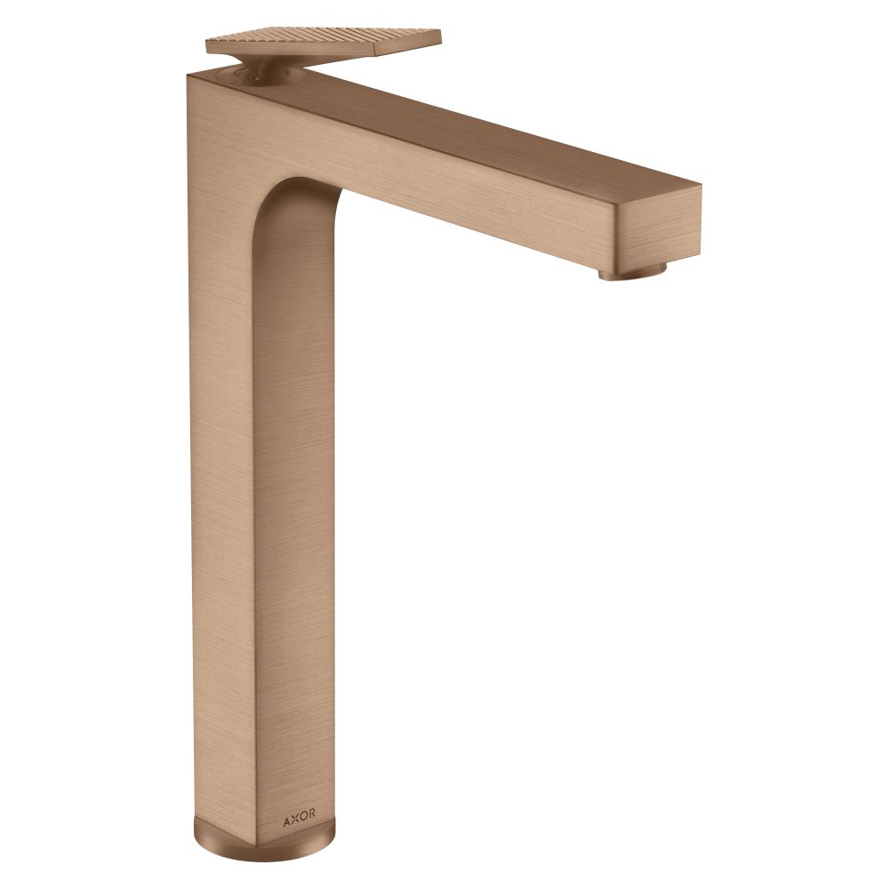 Mélangeur monocommande AXOR Citterio Hansgrohe pour lavabo 280 mm, 5 l/min, poignée à levier pour AWT, évacuation, finition grain de diamant, Or rouge brossé