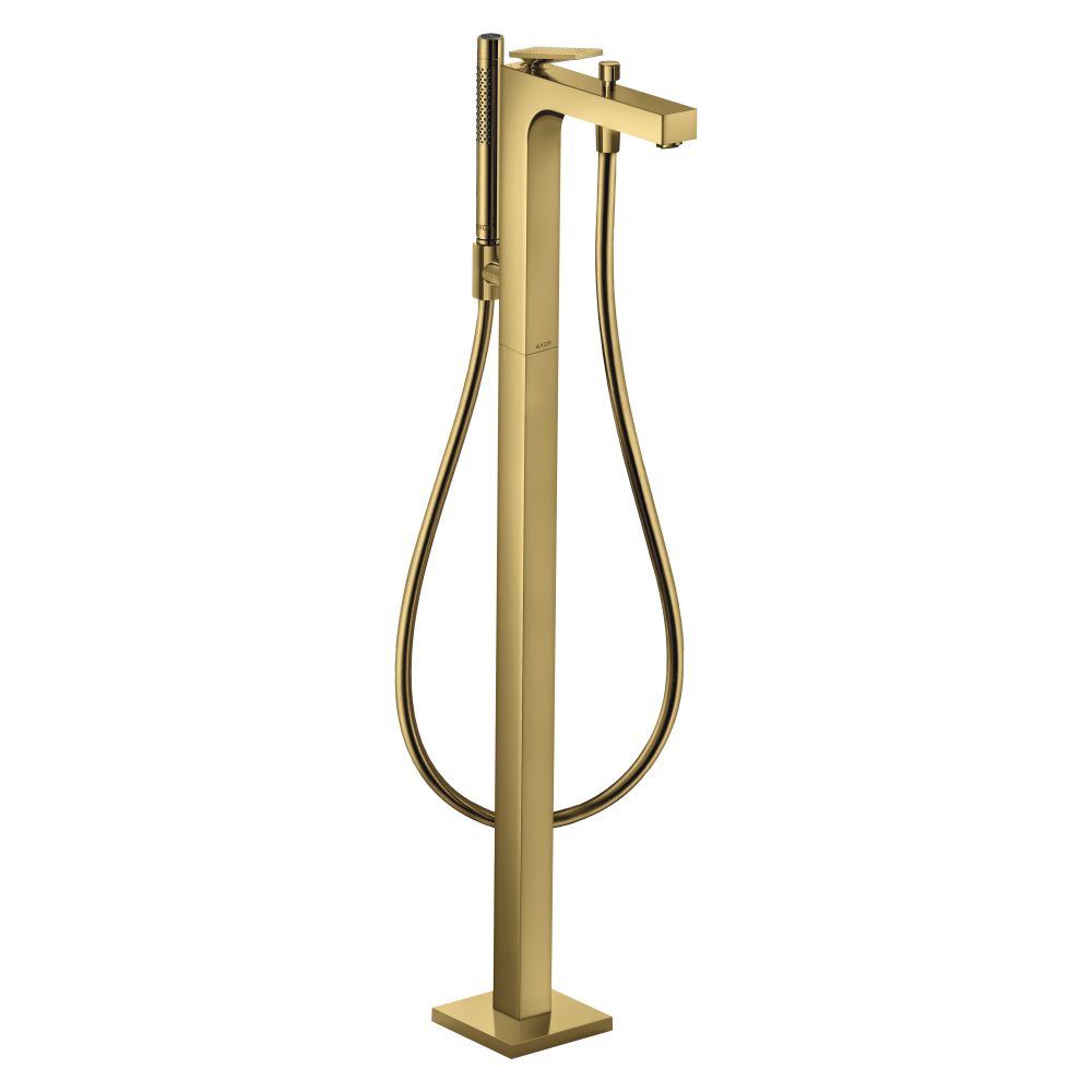 Hansgrohe AXOR Citterio Mitigeur monocommande pour baignoire, 20 l/min, sur pied, levier, grainé, finition Or poli