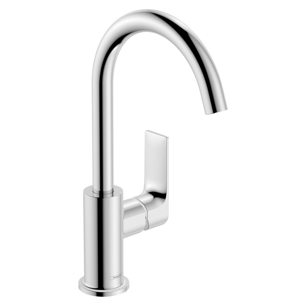 Mélangeur monocommande pour lavabo Hansgrohe Rebris E 210 mm, 5 l/min, bec orientable, robinetterie d'évacuation à tige de traction, Chrome