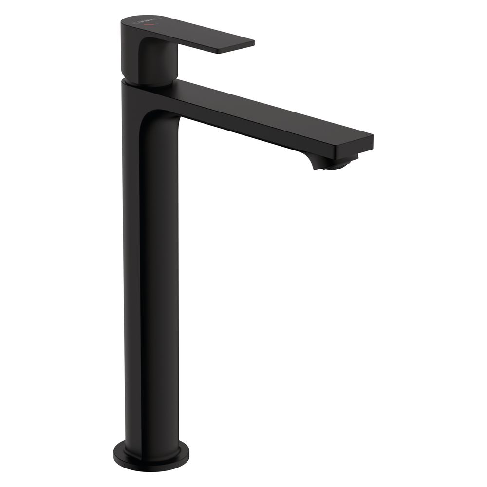 Mélangeur monocommande Rebris E Hansgrohe pour lavabo 240 mm, 5 l/min CoolStart, noir mat pour lavabos sur colonne avec garniture à tige de traction