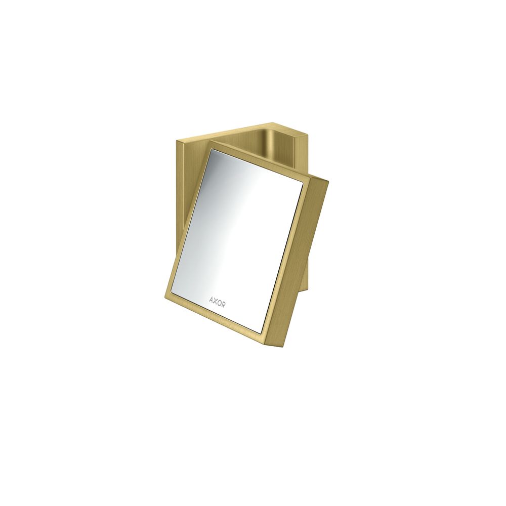 Hansgrohe AXOR Universal Rectangular, miroir de rasage rectangulaire, fixation murale, inclinable, 120x110x80 mm, verre/métal, laiton brossé