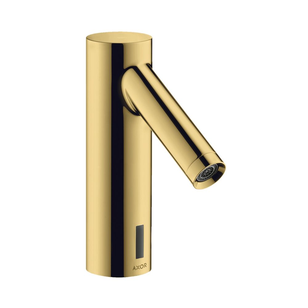 Mélangeur de lavabo électronique AXOR Starck de Hansgrohe, 5 l/min, préréglage de température, fonctionnement sur batterie, finition Or poli