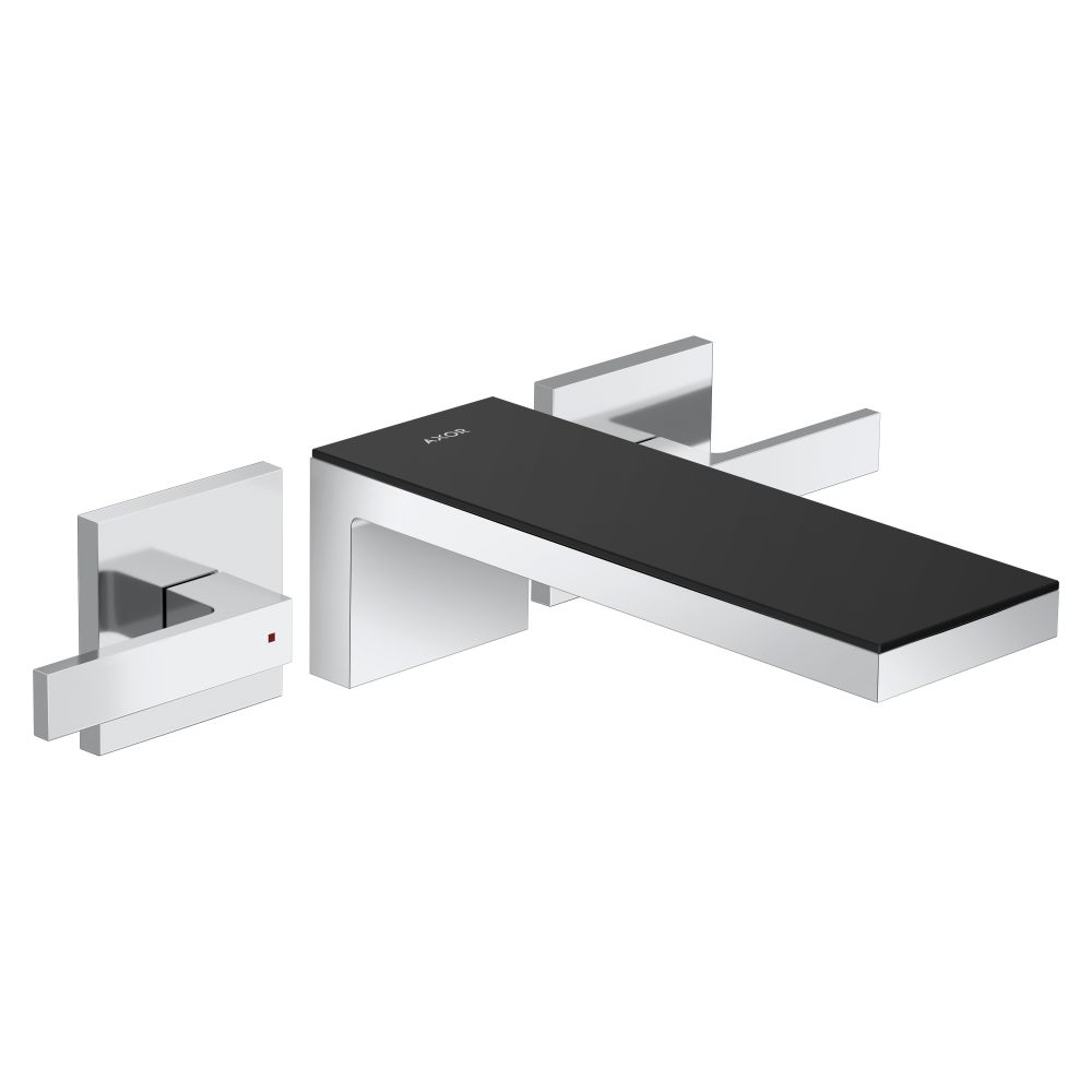 Robinetterie de lavabo Hansgrohe AXOR MyEdition 3 trous encastrée, 5 l/min, pour montage mural, bec 221 mm, chromé/noir verre