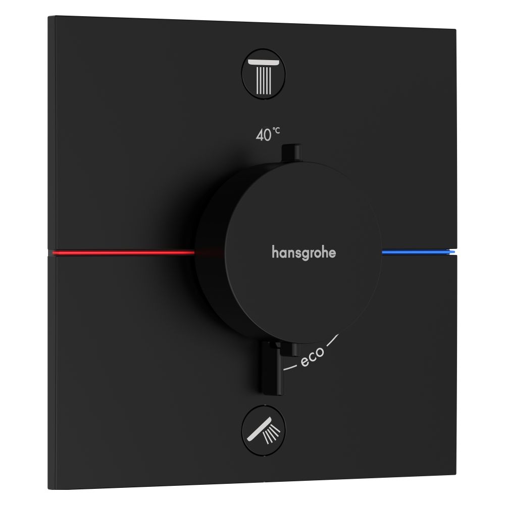 Thermostat Hansgrohe ShowerSelect Comfort E encastré, 22,7 l/min, pour 2 points de puisage, noir mat