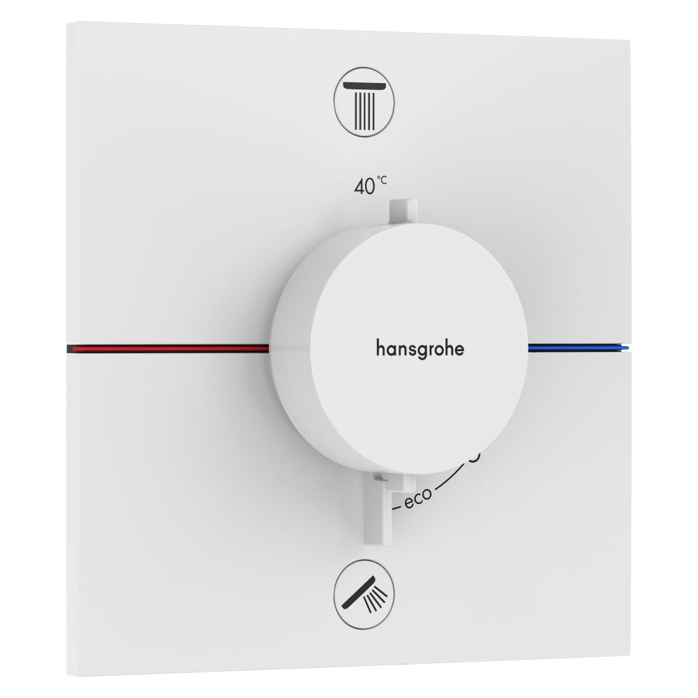Thermostat encastré Hansgrohe ShowerSelect Comfort E, 26 l/min, pour 2 consommateurs, combinaison de sécurité intégrée, blanc mat