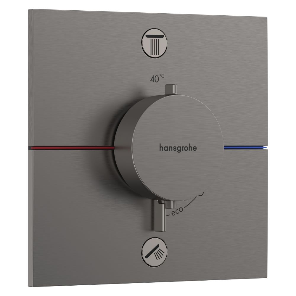 Thermostat encastré Hansgrohe ShowerSelect Comfort E, 26 l/min, pour 2 consommateurs, combinaison de sécurité intégrée, chrome brossé noir