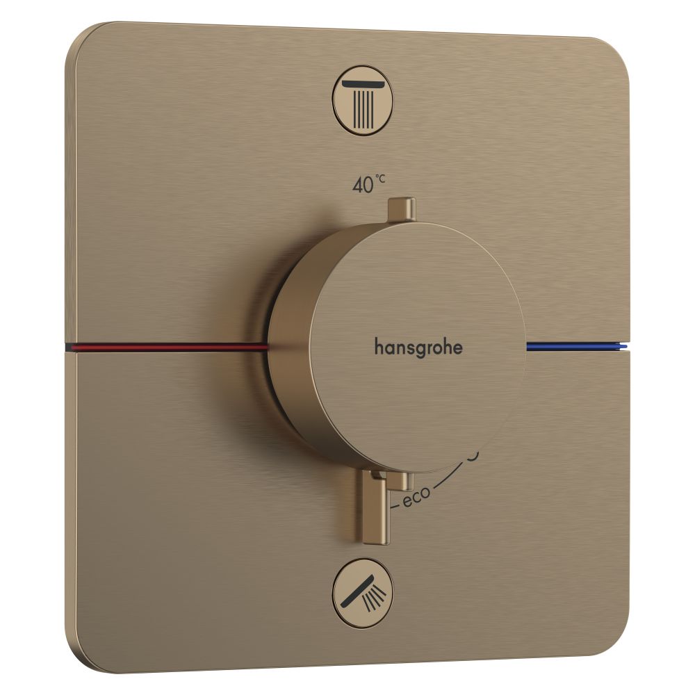 Mitigeur thermostatique Hansgrohe ShowerSelect Comfort Q encastré, 26 l/min, pour 2 sorties, combinaison de sécurité intégrée, Bronze brossé