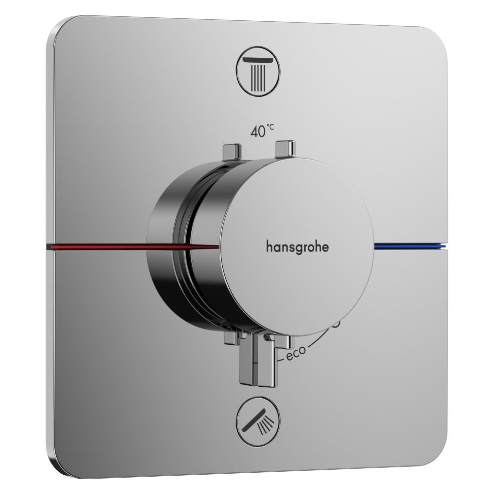 Hansgrohe ShowerSelect Comfort Q Thermostat encastré, 26 l/min, pour 2 sorties, combinaison de sécurité intégrée, Chrome