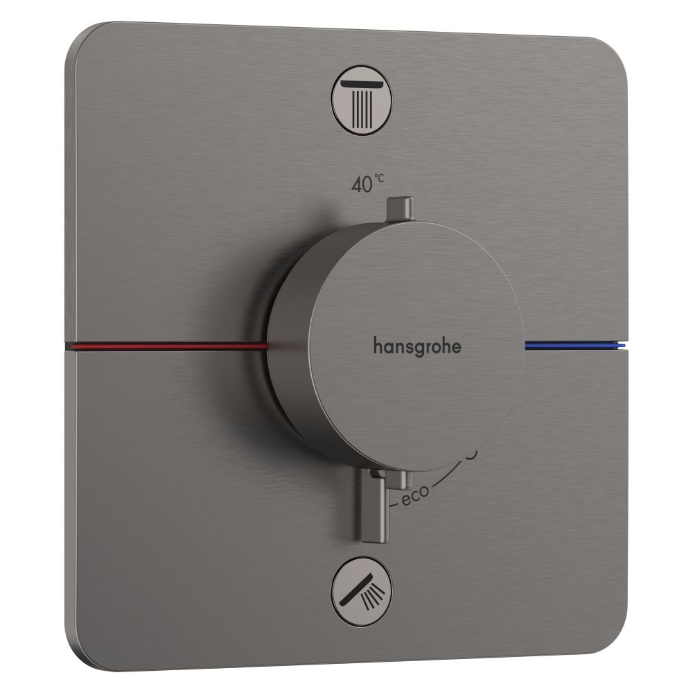 Hansgrohe ShowerSelect Comfort Q Thermostat encastré, 22,1 l/min, pour 2 consommateurs, Brushed Black Chrome