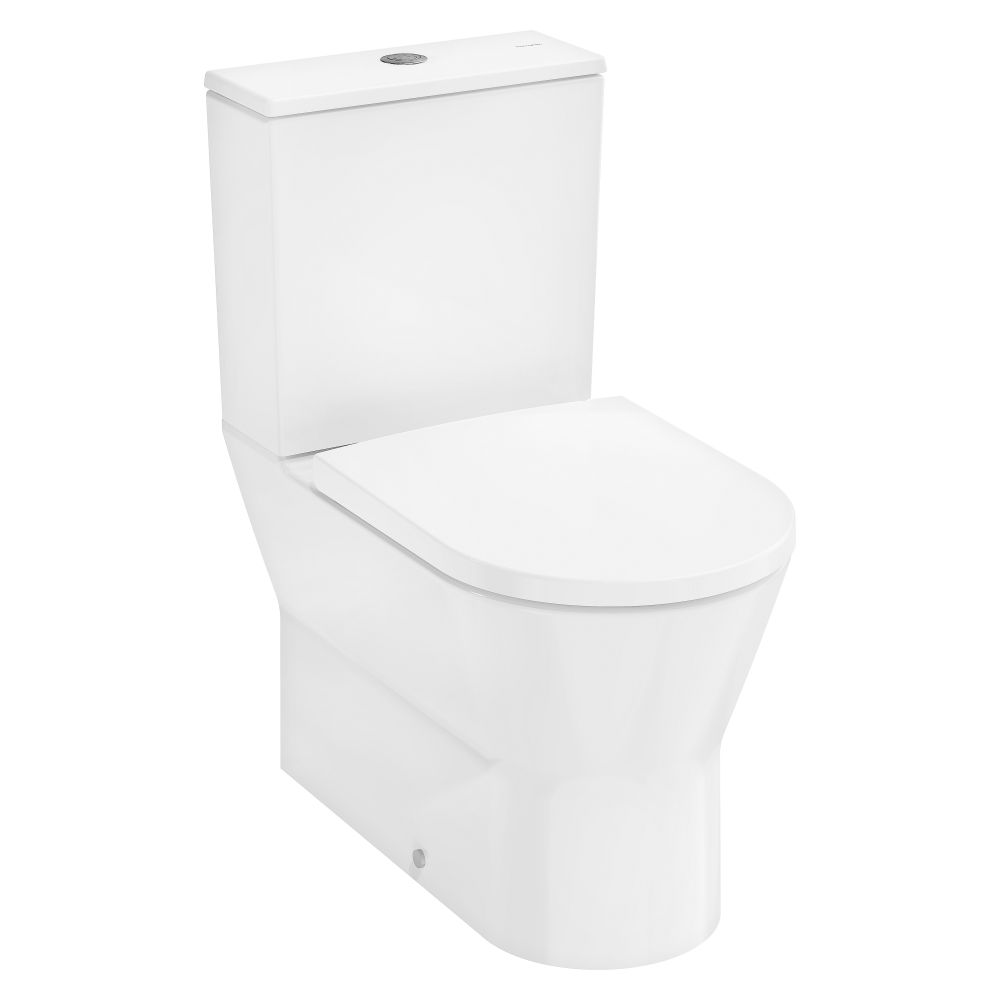 Set WC sur pied EluPura Original S de Hansgrohe, sortie horizontale, chasse AquaChannel, réservoir surélevé, siège WC, Blanc
