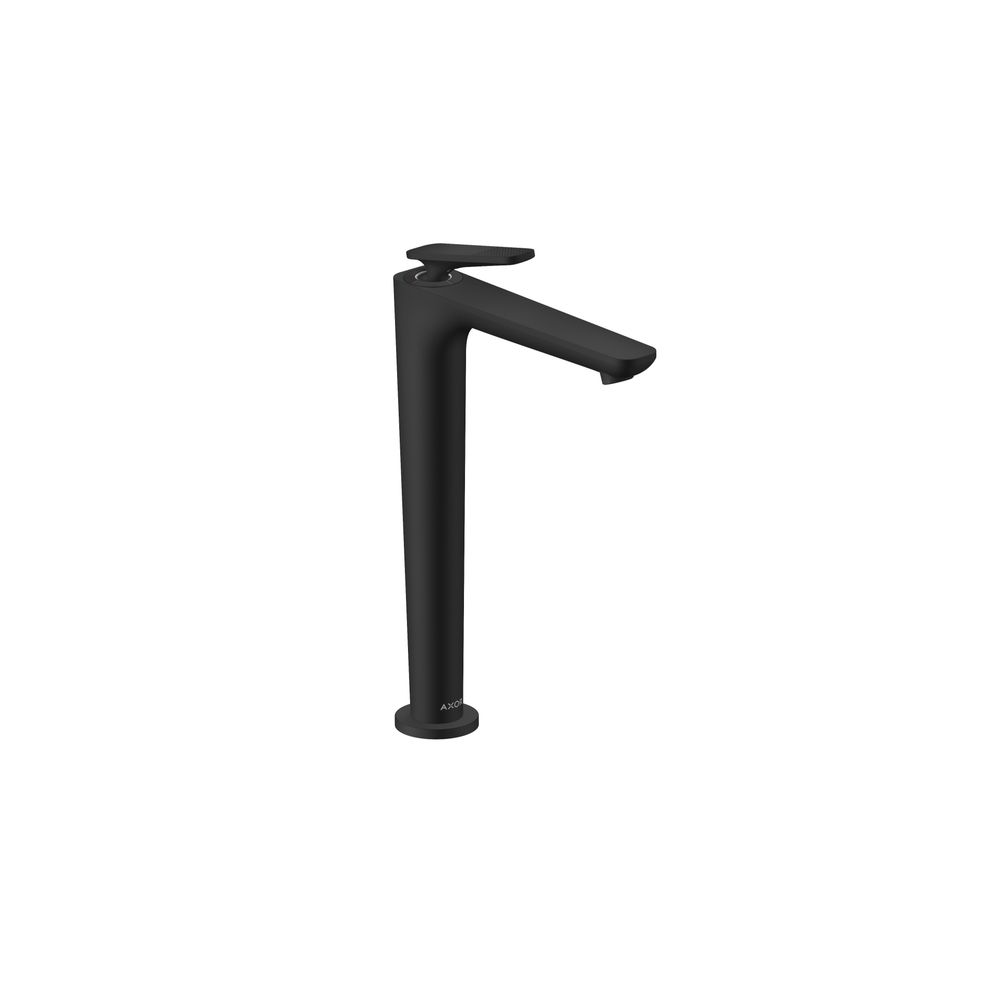 Mitigeur monocommande AXOR Citterio C Hansgrohe 250 mm, montage sur colonne, CoolStart, garniture de vidange, design Cubic, Noir mat