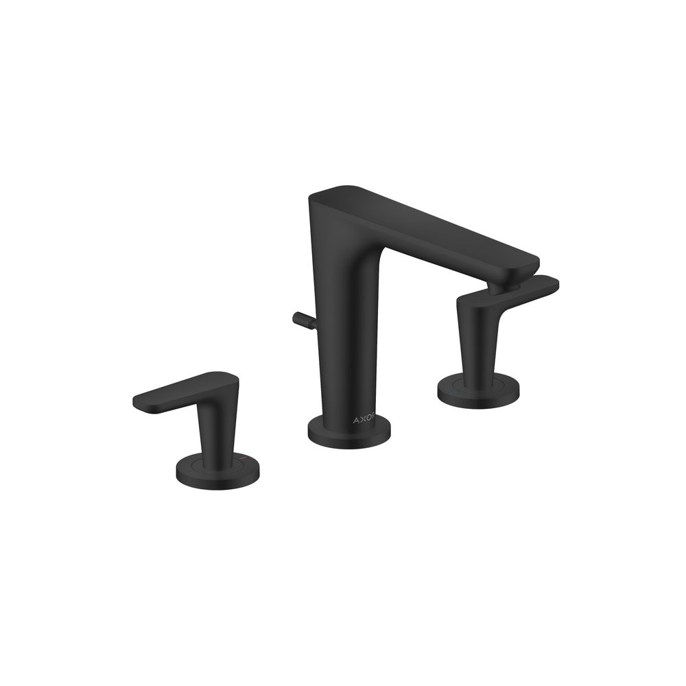 Robinetterie de lavabo Hansgrohe AXOR Citterio C 3 trous 125, DN 15, garniture d'évacuation à tige de traction, Noir mat