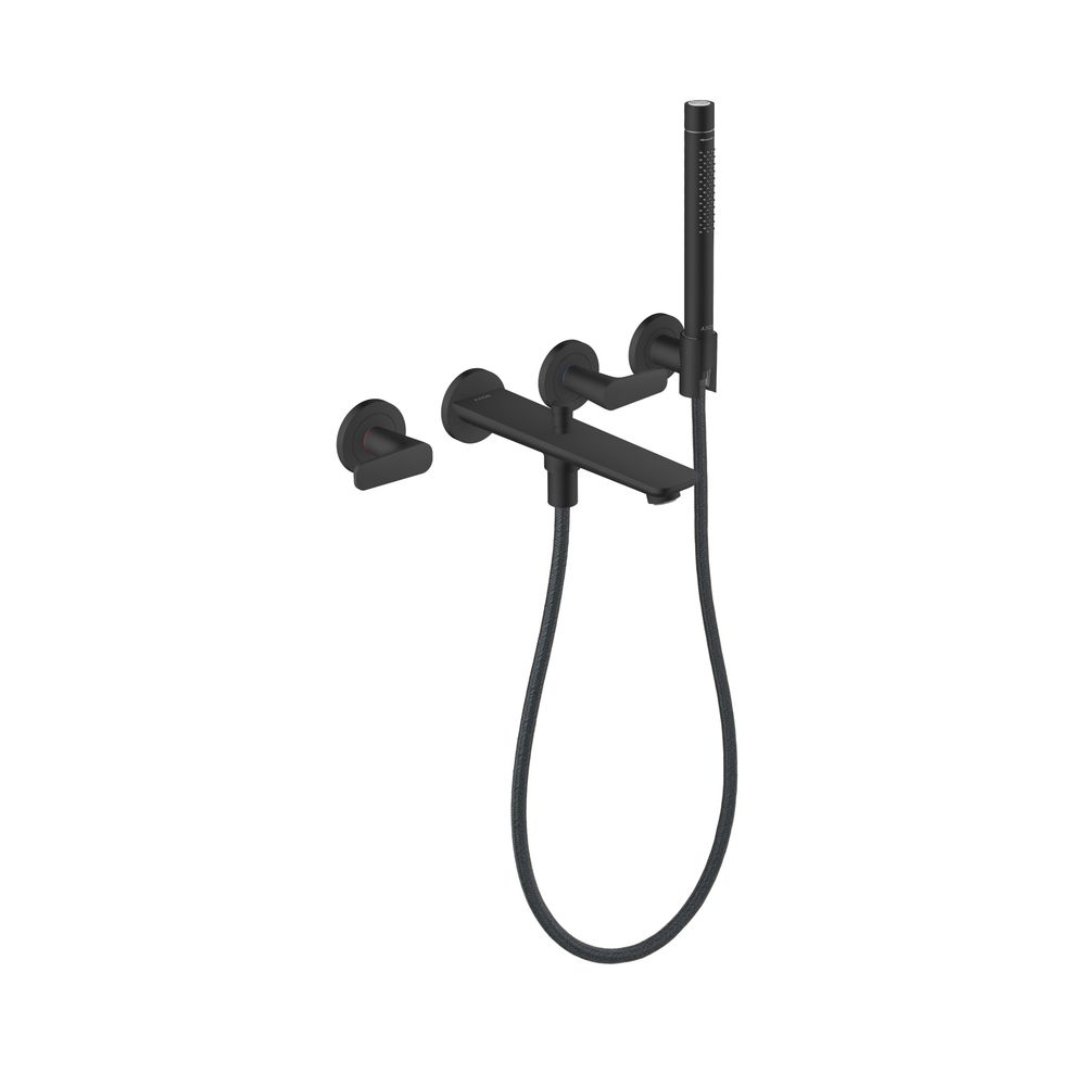 Hansgrohe AXOR Citterio C Mitigeur de baignoire 3 trous, montage encastré mural, avec douchette, finition noir mat