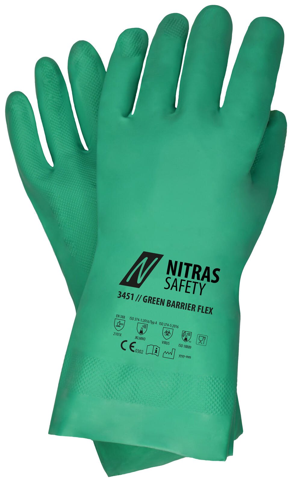 Gants de protection chimique Nitras Green Barrier Flex Gr.10 vert EN 388, EN 374