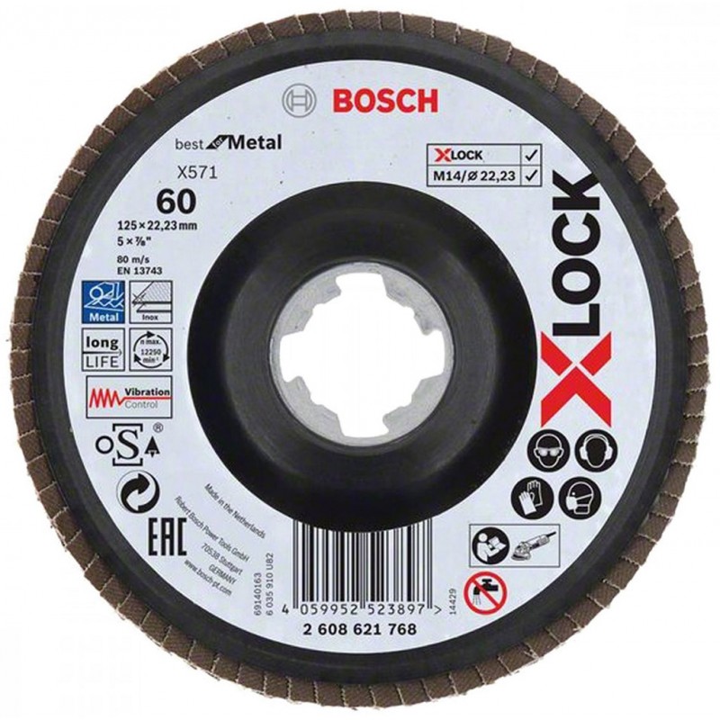 Disque de ponçage à lamelles Bosch PRO X571 X-Lock grain 40 - 2608621767