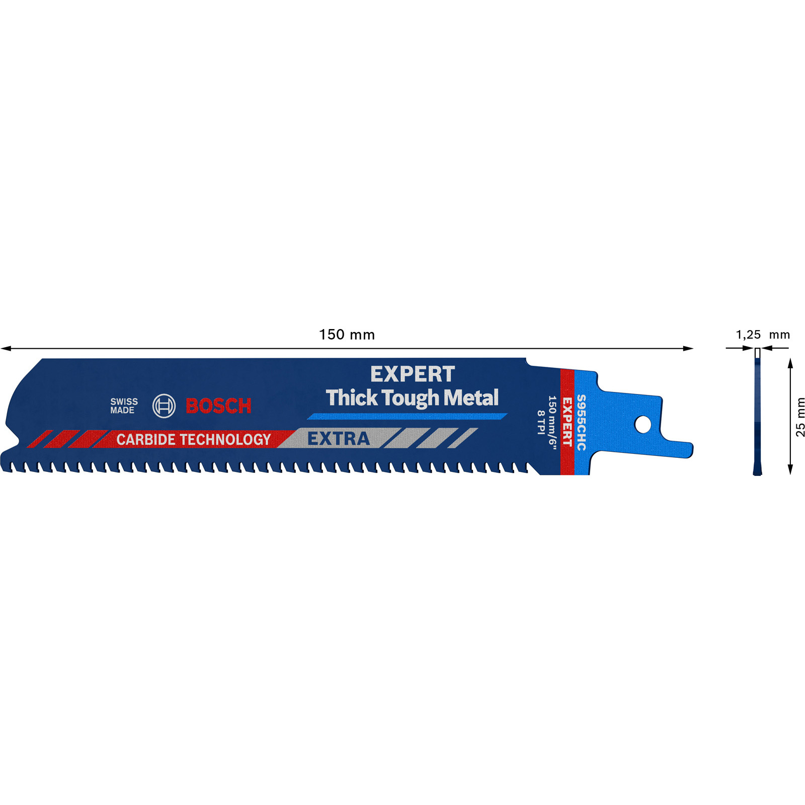 Bosch Expert Lame de scie sabre S955CHC Thick Tough Metal 1 pièce, 150 mm