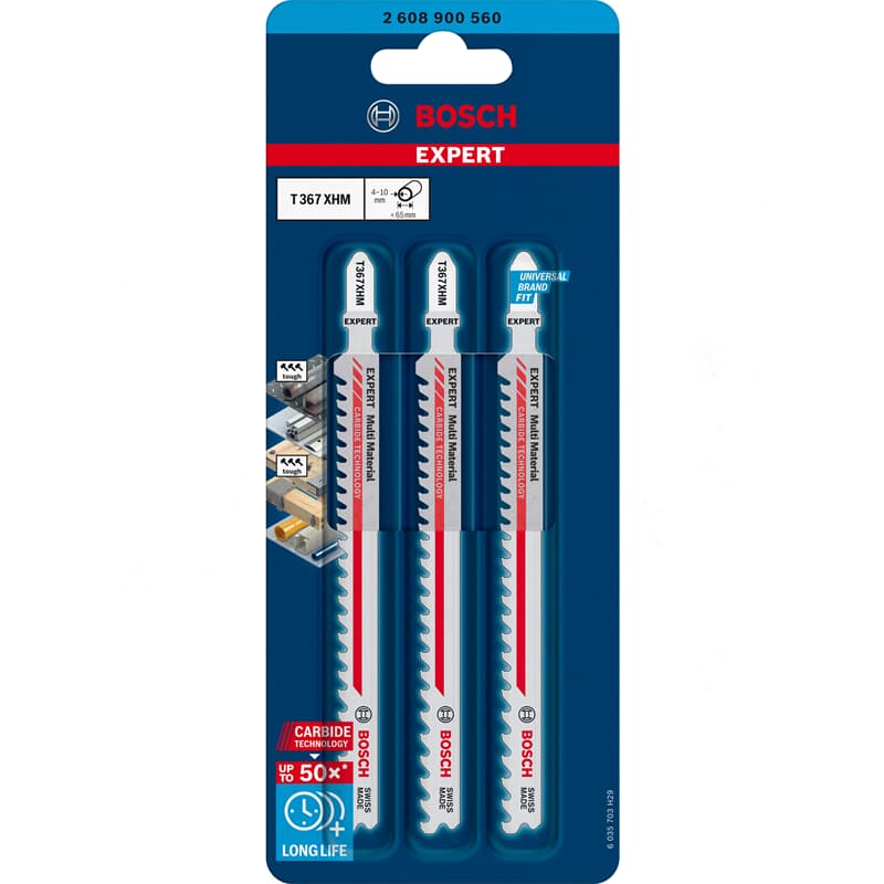 Lames de scie sauteuse BOSCH EXPERT Multi Material T 367 XHM, 3 pièces — lot de 3 pièces