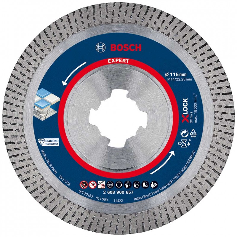 BOSCH EXPERT HardCeramic X-LOCK Disques diamantés, 115 x 22.23 x 1.4 x 10 mm 2608900657