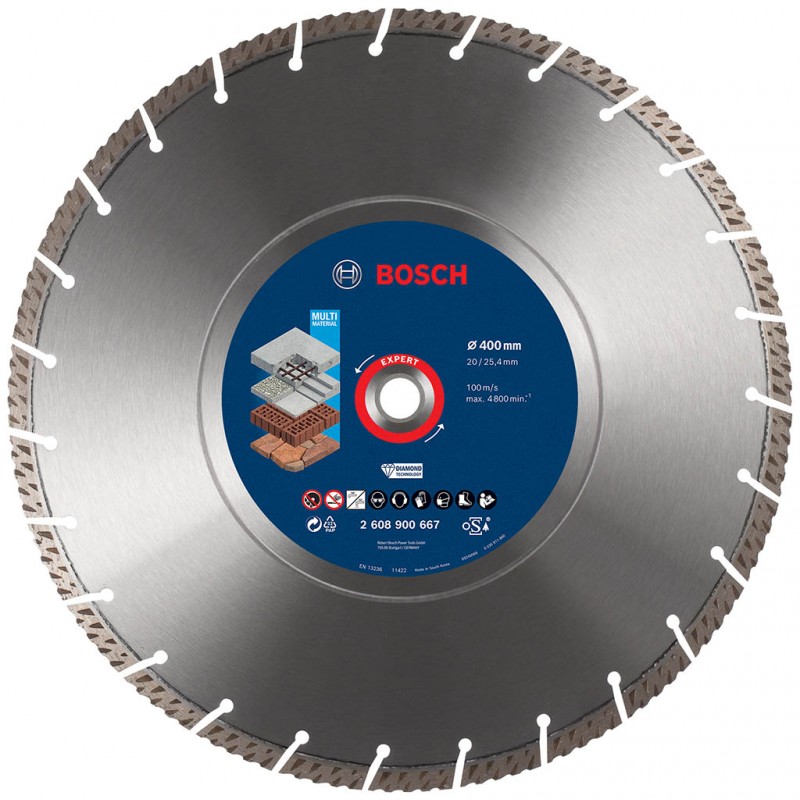 BOSCH EXPERT Disques de tronçonnage diamant MultiMaterial, 400 x 20/25,40 x 3,3 x 12 mm 2608900667