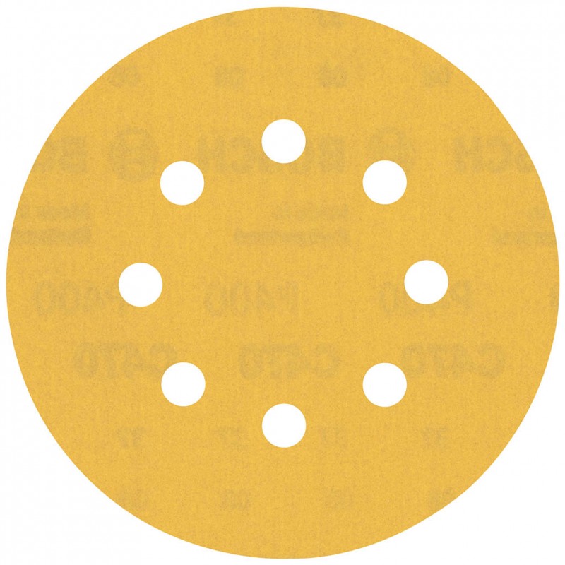 Papier de ponçage Bosch EXPERT C470 avec 8 trous pour ponceuse excentrique, 125 mm, grain 400, 50 pièces — lot de 50 pièces