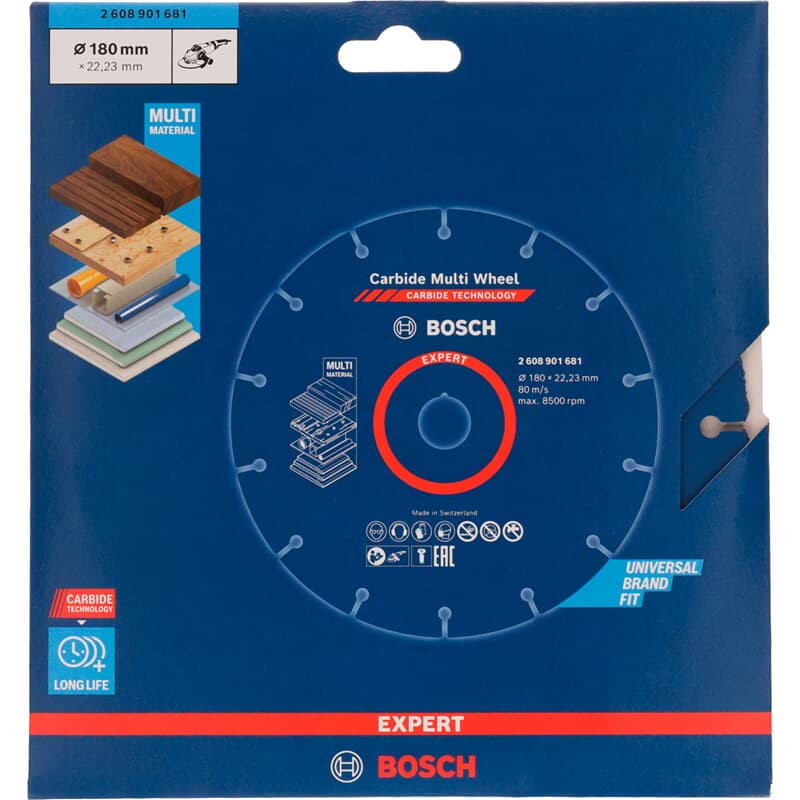 Disque de tronçonnage multi-matériaux Bosch Professional 1x Expert Carbide Multi Wheel Ø 180 mm