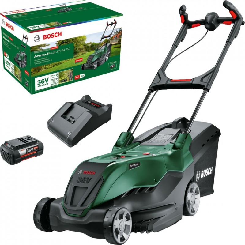 Tondeuse à gazon sans fil BOSCH AdvancedRotak 36V-44-750, 1 batterie 4,0 Ah, chargeur 06008B9G01