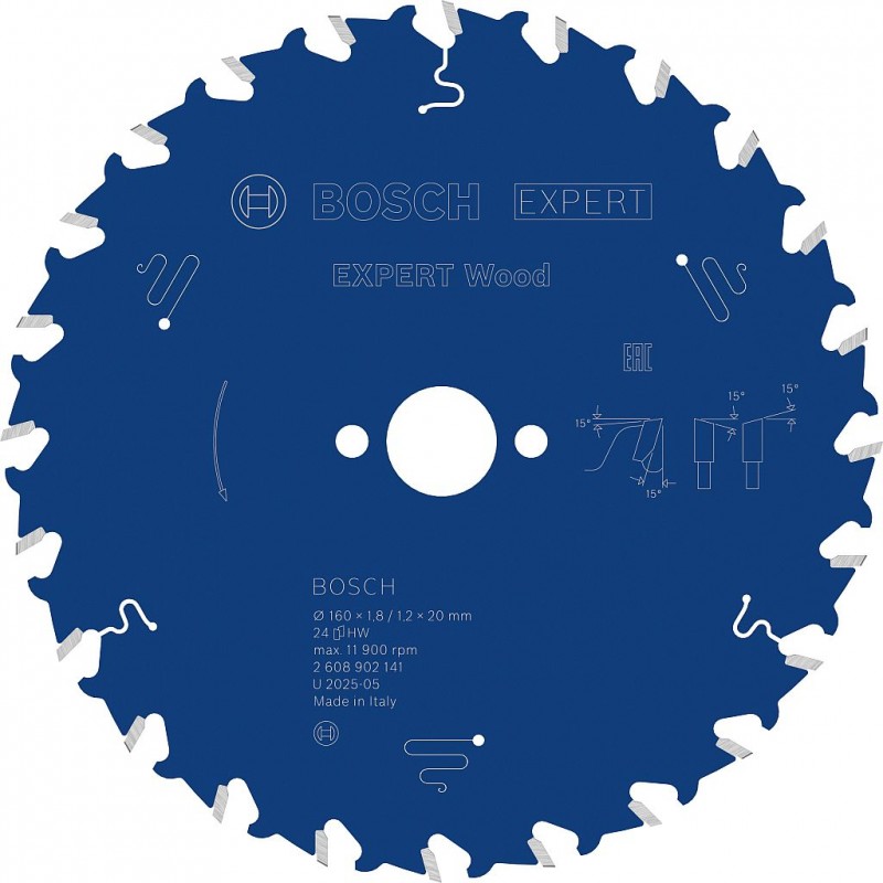 Lame de scie circulaire Bosch Expert for Wood, 160 × 1,8/1,2 × 20 mm, T24 2608902141
