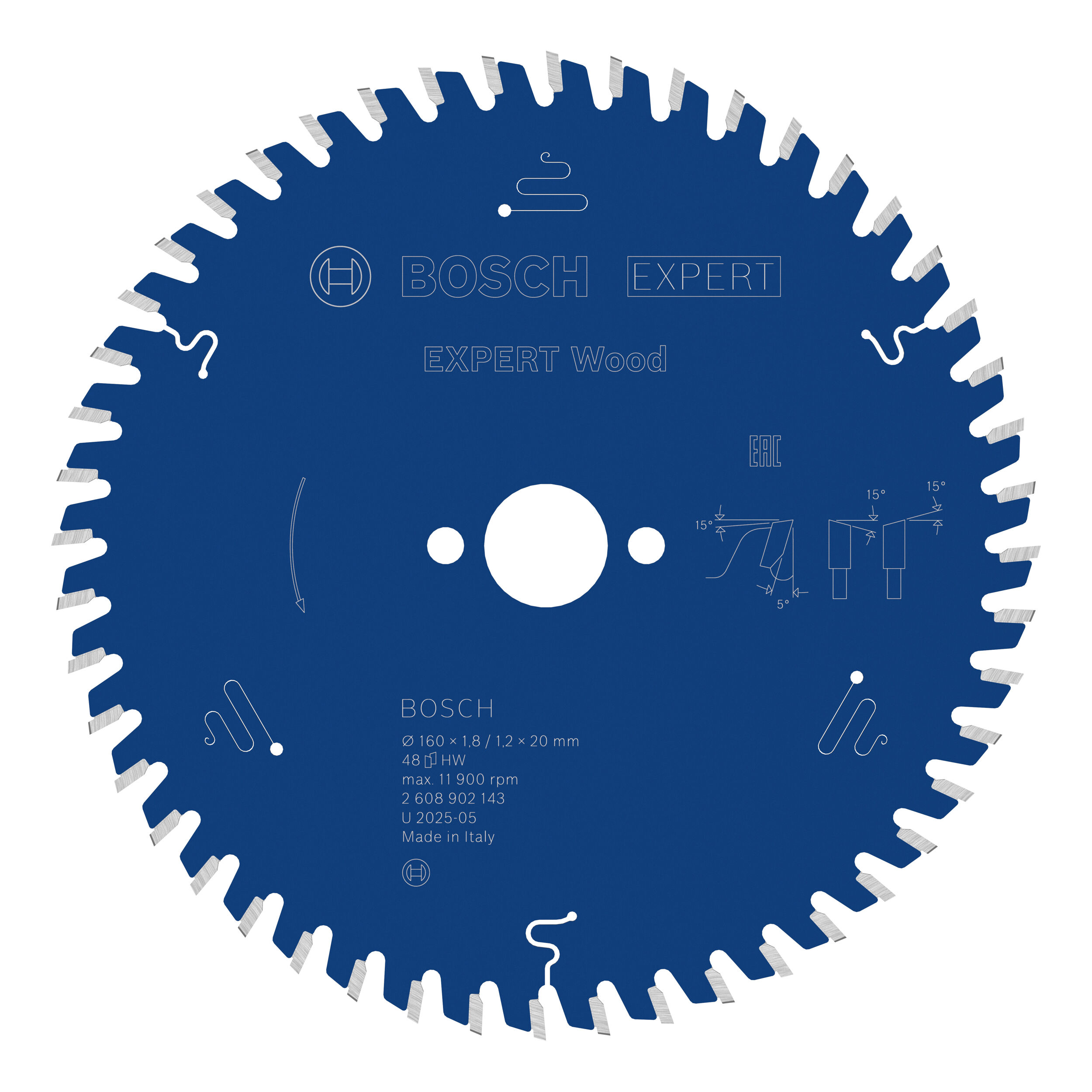 Lame de scie circulaire Bosch Expert for Wood, 160 × 1,8/1,2 × 20 mm, T48 2608902143