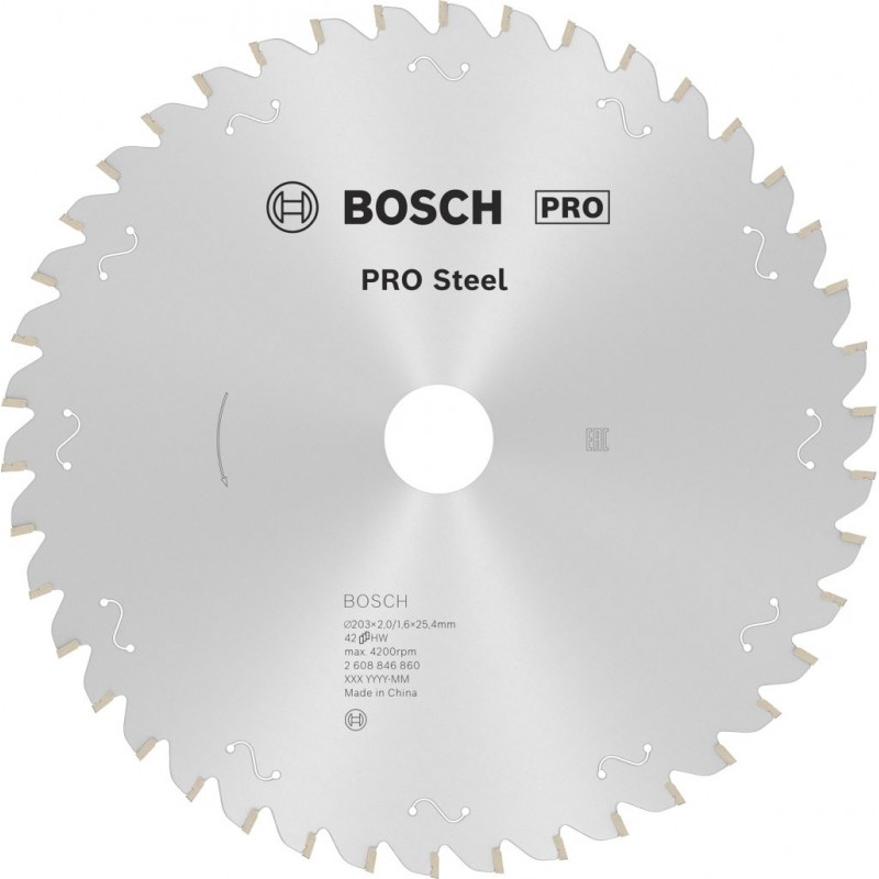 Lame de scie circulaire PRO Steel de Bosch pour scie circulaire filaire, 203 x 2 x 25,4 mm 2608846860