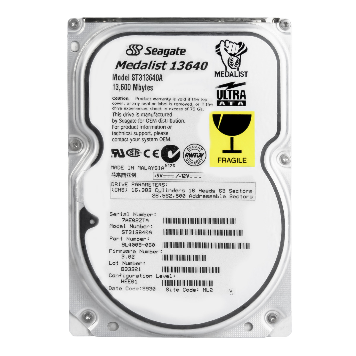 SEAGATE MEDALIST 13640 13.6GB 5.4K ATA 3,5'' ST313640A