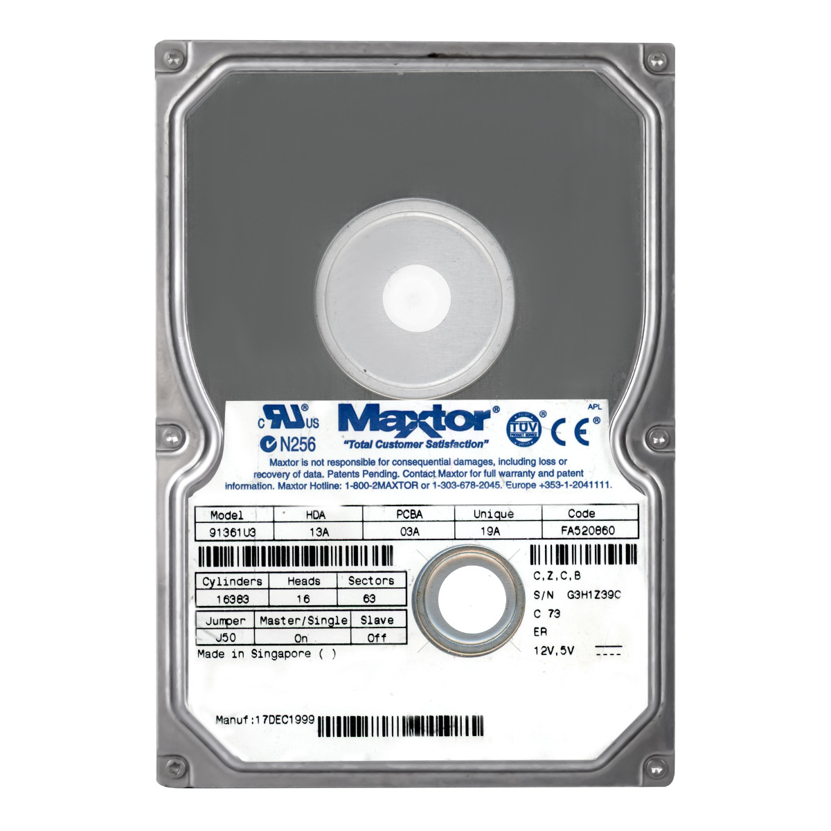 MAXTOR DiamondMax VL 20 13.6GB 5.4K ATA 3,5'' 91361U3