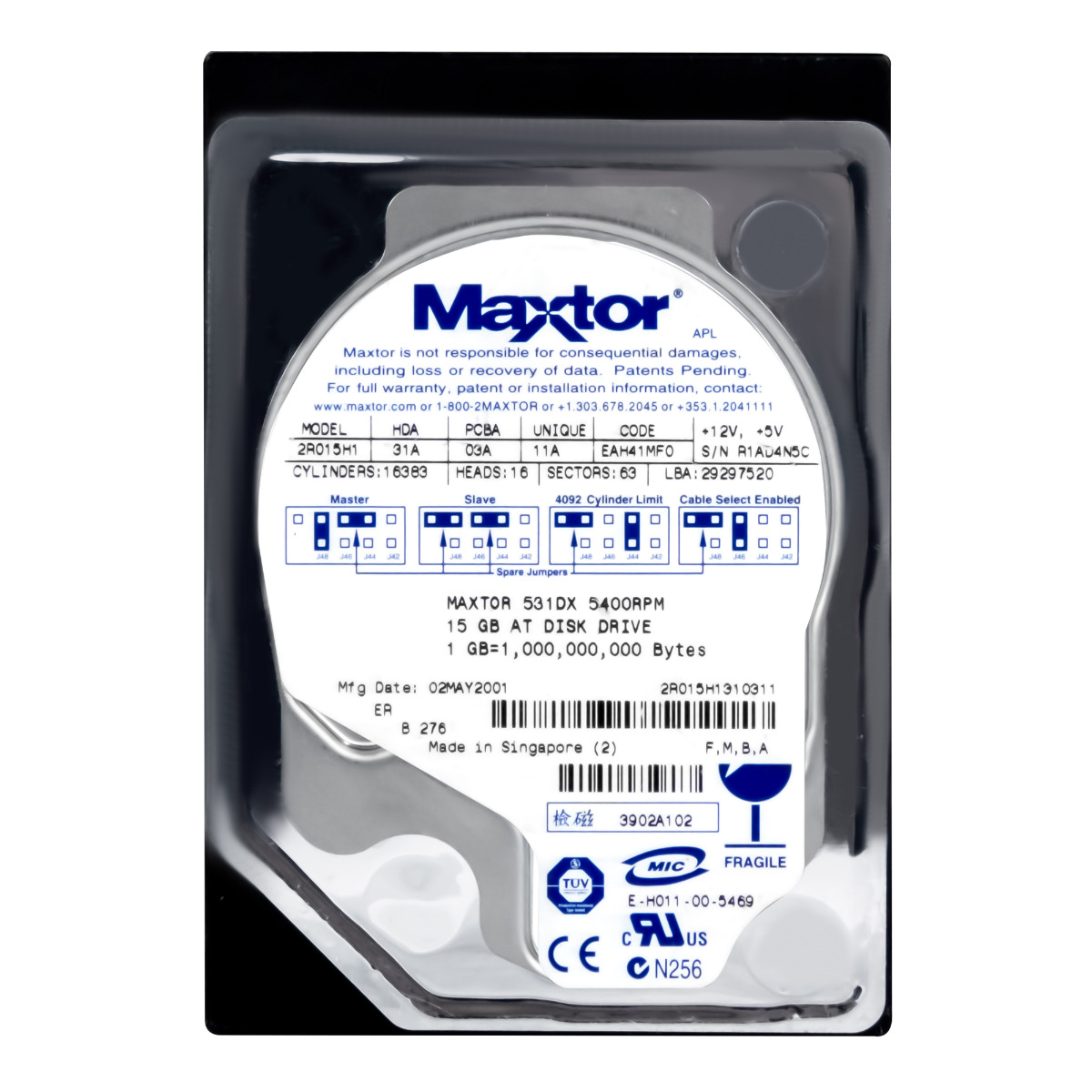 MAXTOR Fireball 531DX 15 Go 5.4K 2 Mo ATA 3,5'' 2R015H1