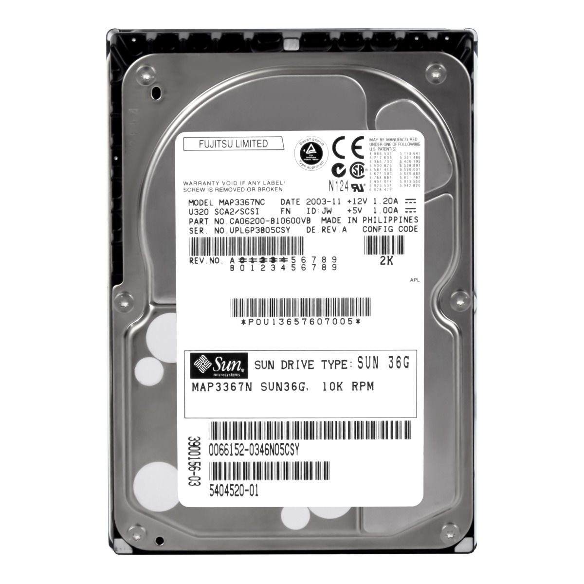 SUN 5404520-01 36 Go 10 000 tr/min 8 Mo SCSI U320 3,5'' MAP3367NSUN36G