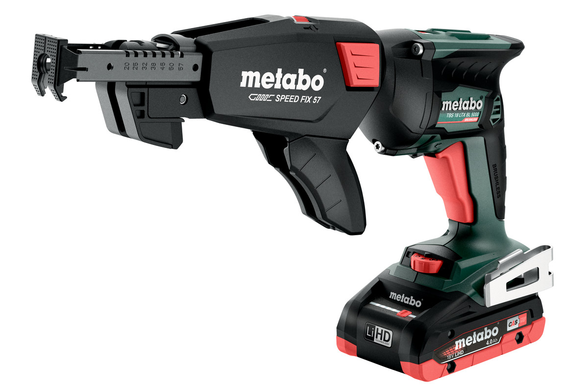 Metabo TBS 18 LTX BL 5000 Visseuse à sec pour plaques de plâtre sur accumulateur (2x4 Ah/18V) 620063540
