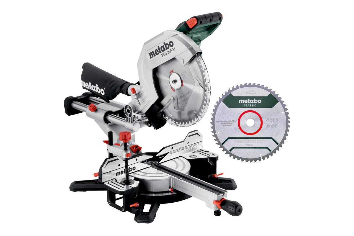 Metabo KGS 305 M Scie à onglet radiale, set avec fonction de traction et PCL + lame 613305900
